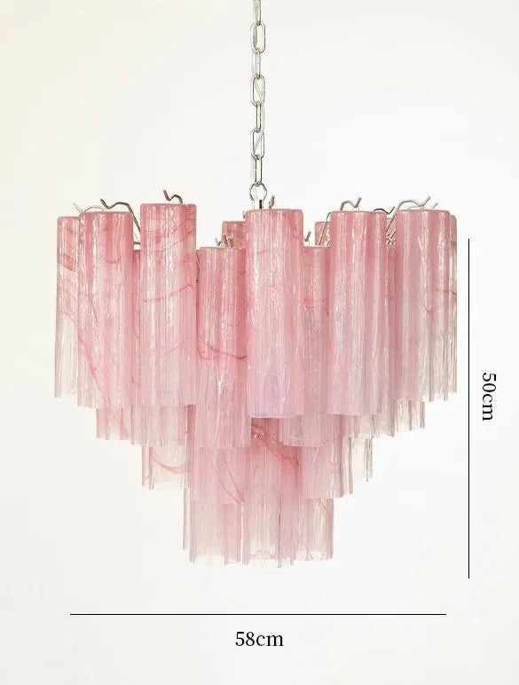 [Vetro Colorato] Art Deco Glass Tube Chandelier Stained