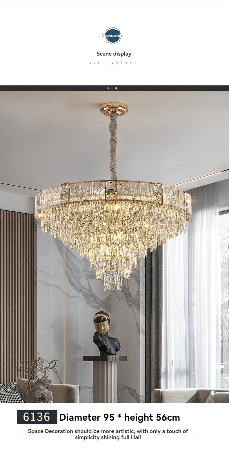 [Opulenza] Gold Crystal Chandelier Luxury