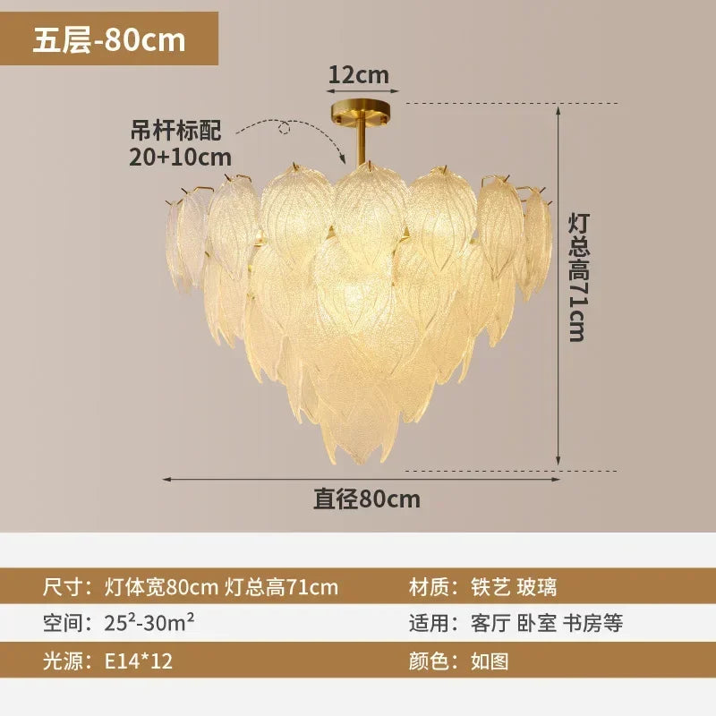 [Pino] Nordic Pine Leaf Chandelier Wrought Iron Creative