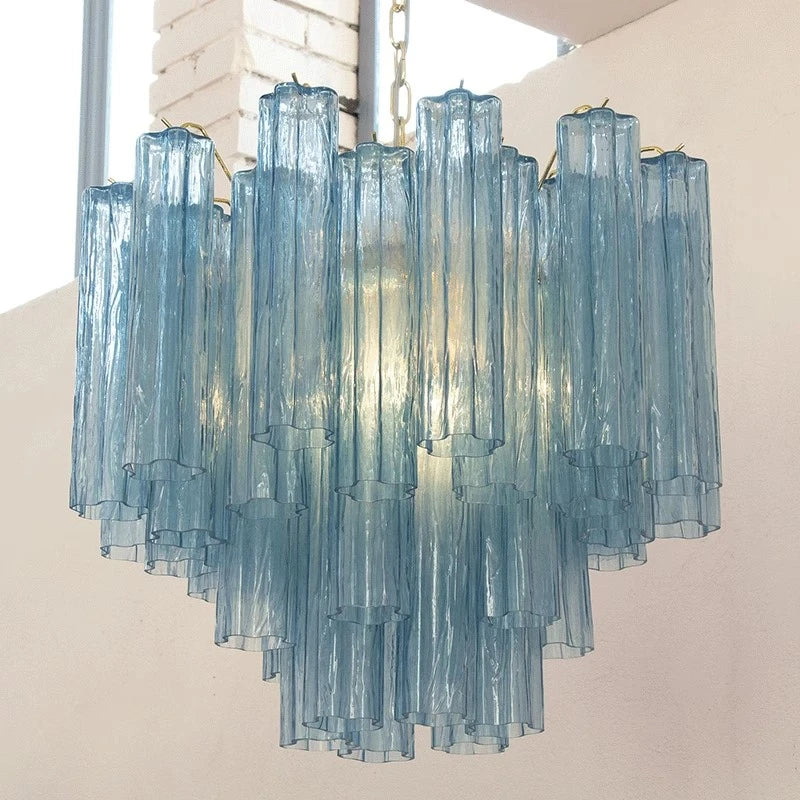 [Vetro Colorato] Art Deco Glass Tube Chandelier Stained