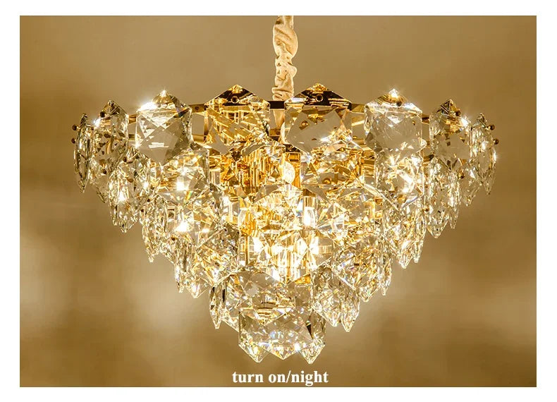 [Luminaire] Vintage Crystal LED Chandelier Gold Luxury