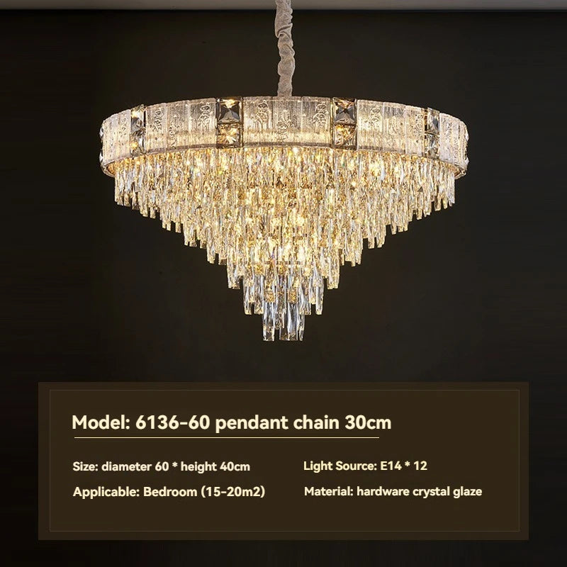 [Opulenza] Gold Crystal Chandelier Luxury