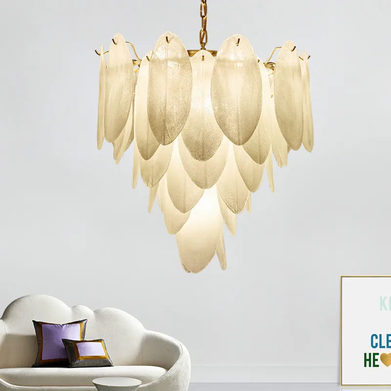 [Luminaria] Art Deco Pendant Gold Metal Glass