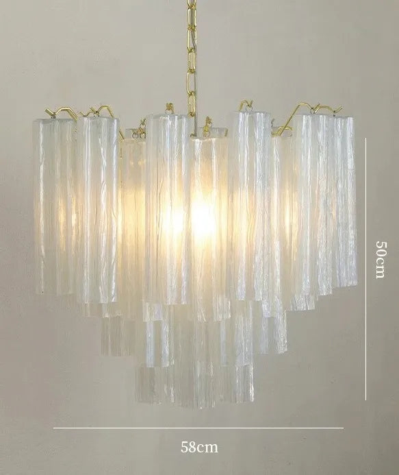 [Vetro Colorato] Art Deco Glass Tube Chandelier Stained