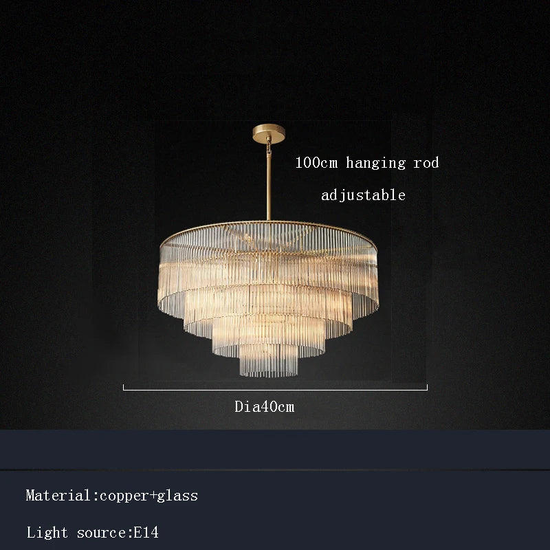 [Nordica] Nordic Luxury Glass Chandelier Gold Bar