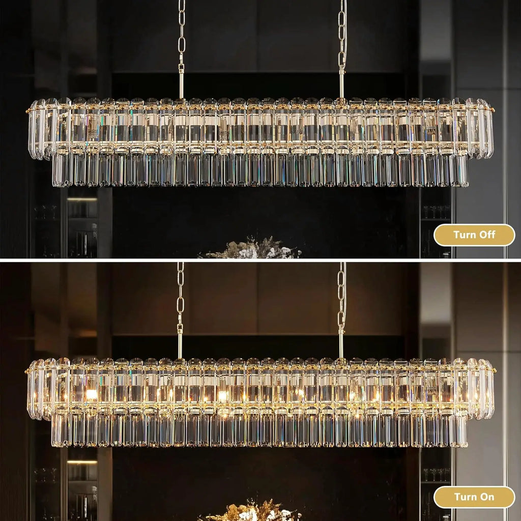 [Rettangolo] Gold Crystal Chandelier Rectangle Luxury