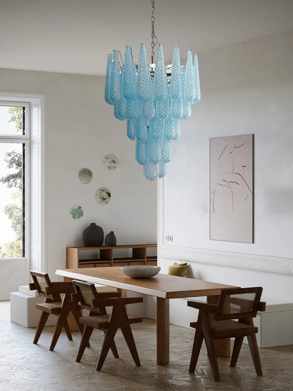 [coloreno] French Glass Chandelier Blue Pink White