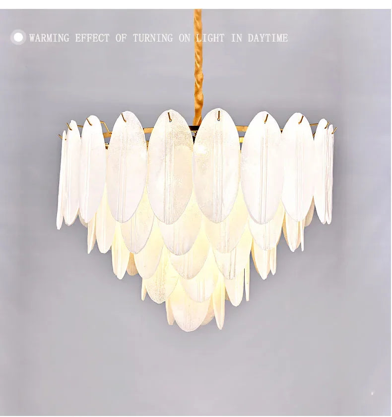 [Foglia] Glass Pendant Chandelier White