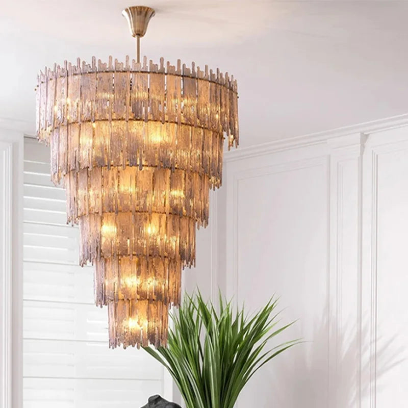 [Liberty] American Glass Chandelier Stainless Steel LED