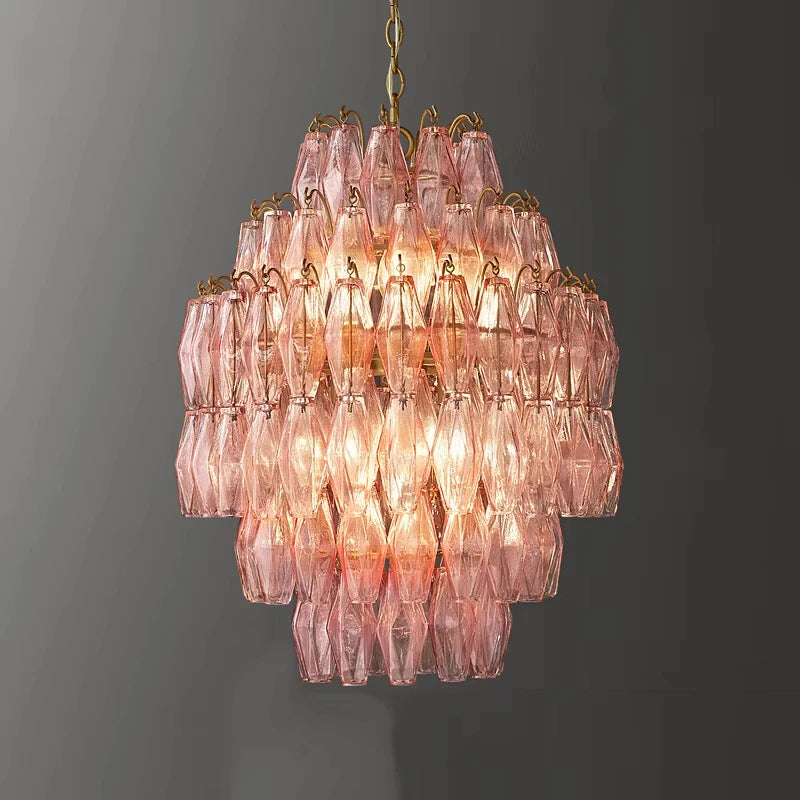 [Rosé] Postmodern Glass Chandelier Pink & Amber