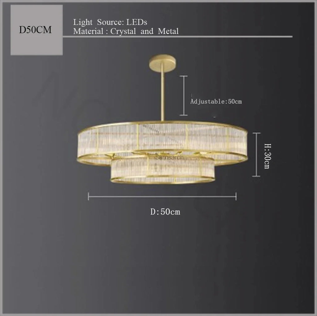 [Radiance] Copper Crystal Chandelier Golden Round