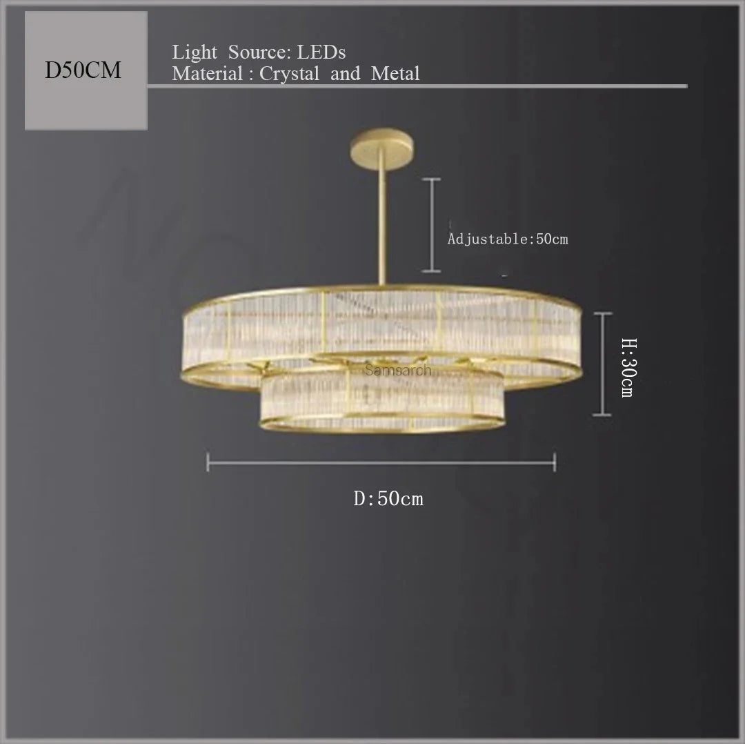 [Radiance] Copper Crystal Chandelier Golden Round