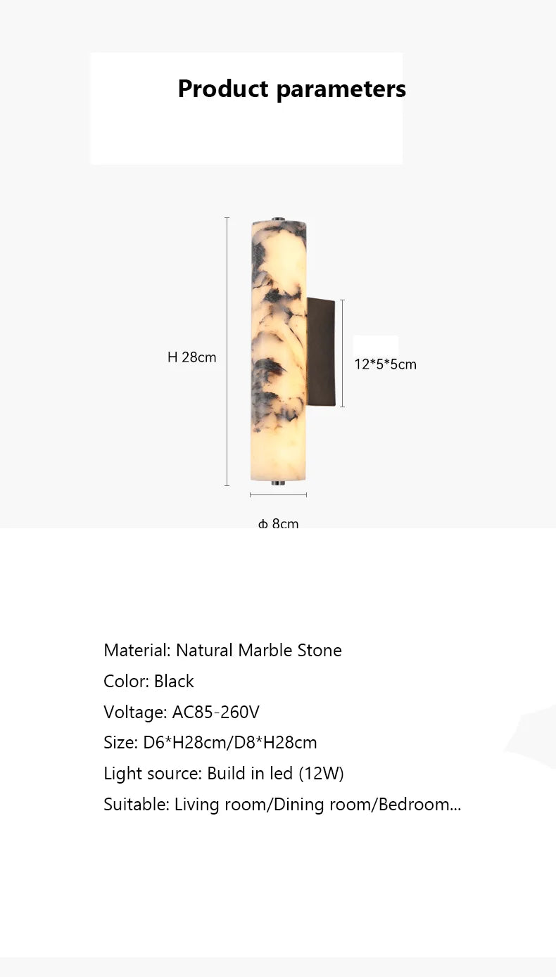 [Nero] Italian Marble Wall Lamp Natural Stone