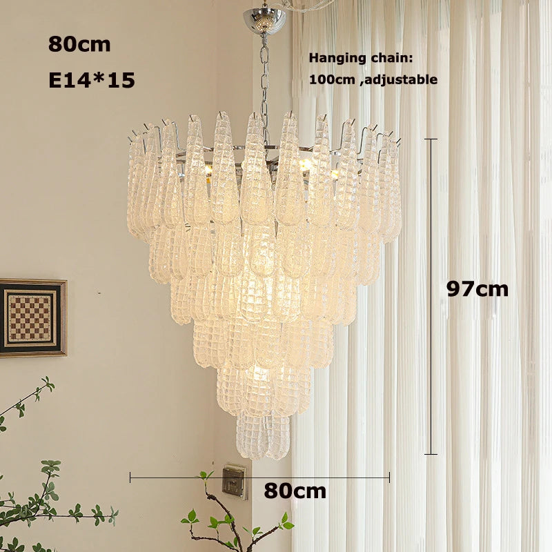 [coloreno] French Glass Chandelier Blue Pink White