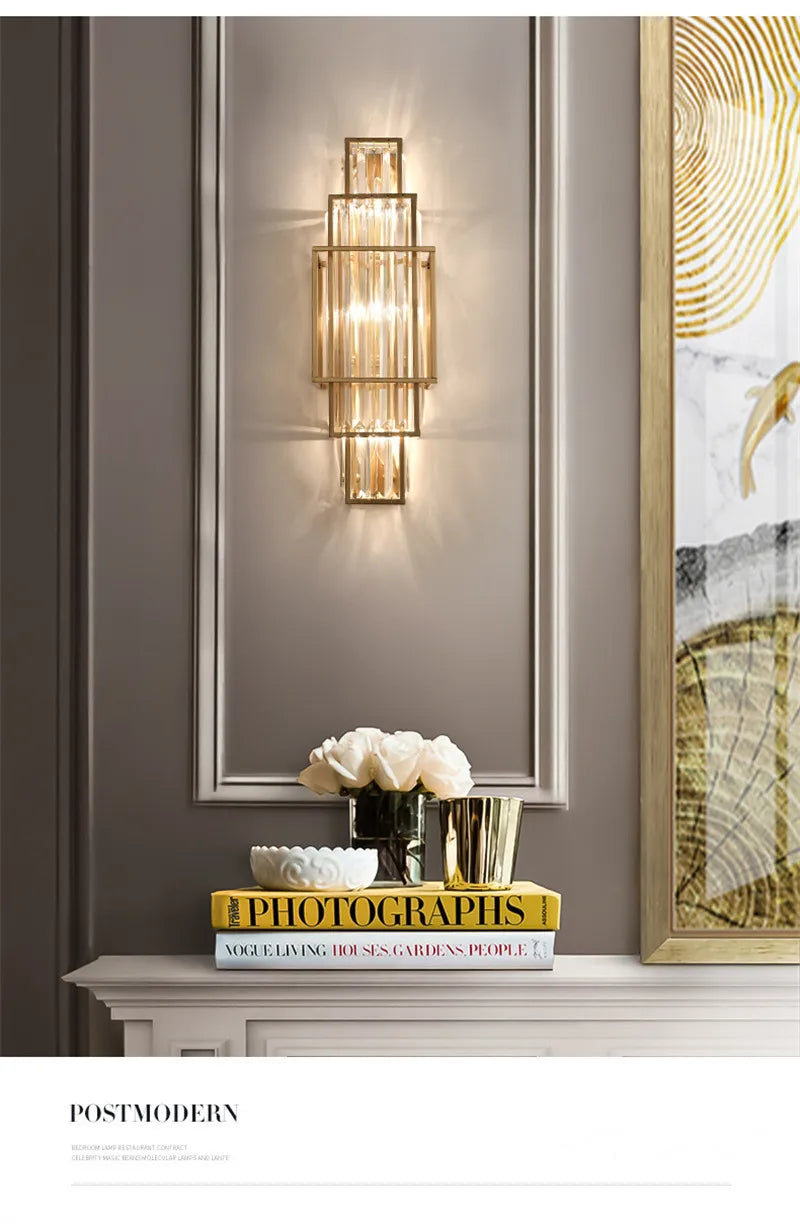 [Geometria] Geometric Crystal Wall Lamp Luxury Glass