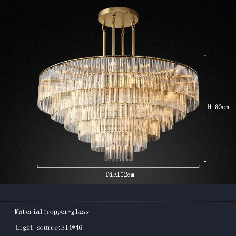[Nordica] Nordic Luxury Glass Chandelier Gold Bar