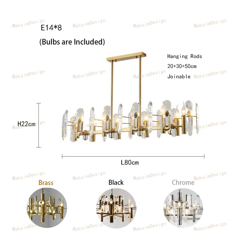 [Plafonnier] Crystal Ceiling Chandelier Brass Modern