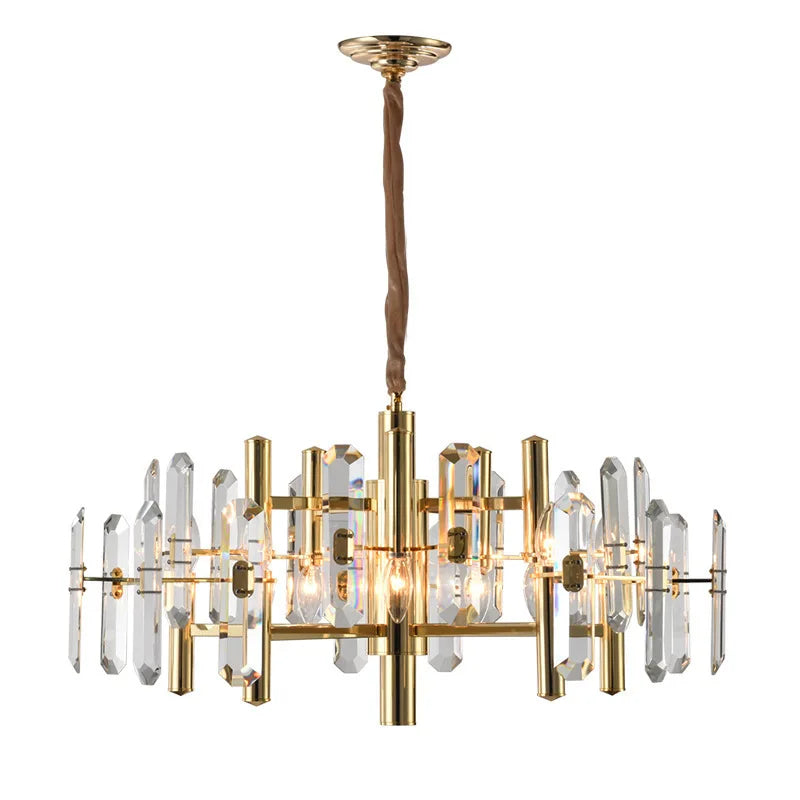 [Plafonnier] Crystal Ceiling Chandelier Brass Modern