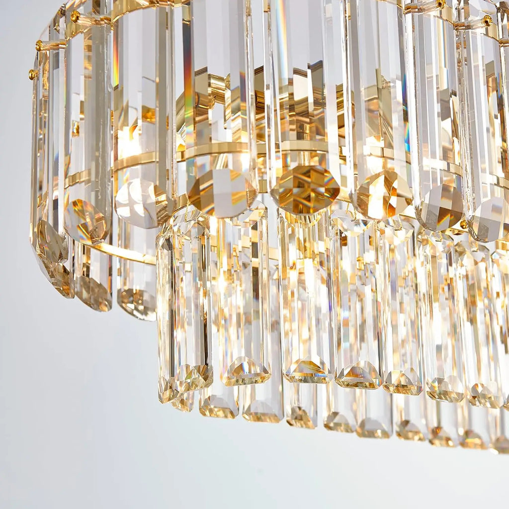 [Rettangolo] Gold Crystal Chandelier Rectangle Luxury