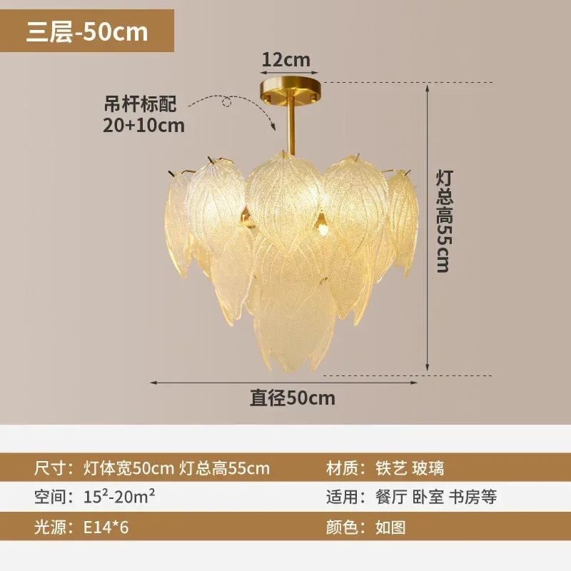 [Pino] Nordic Pine Leaf Chandelier Wrought Iron Creative