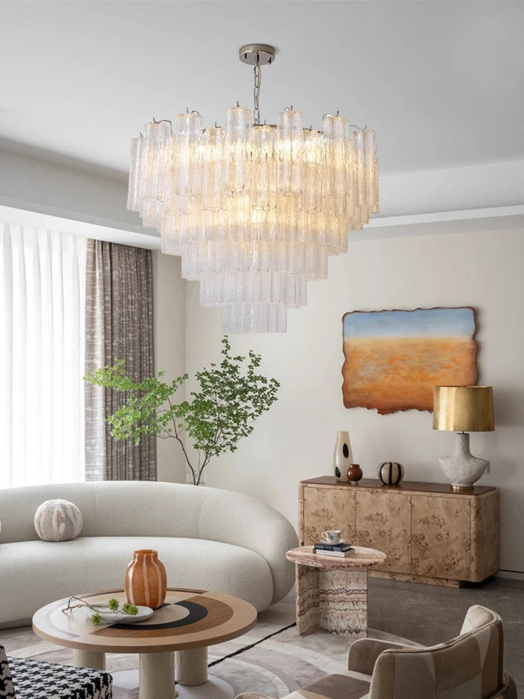 [Bellissima] Pink Glass Art Chandelier French E14
