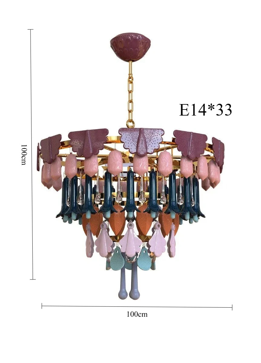 [Ceramica] Vintage Ceramic Chandelier Art Colorful