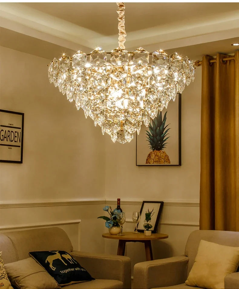[Luminaire] Vintage Crystal LED Chandelier Gold Luxury