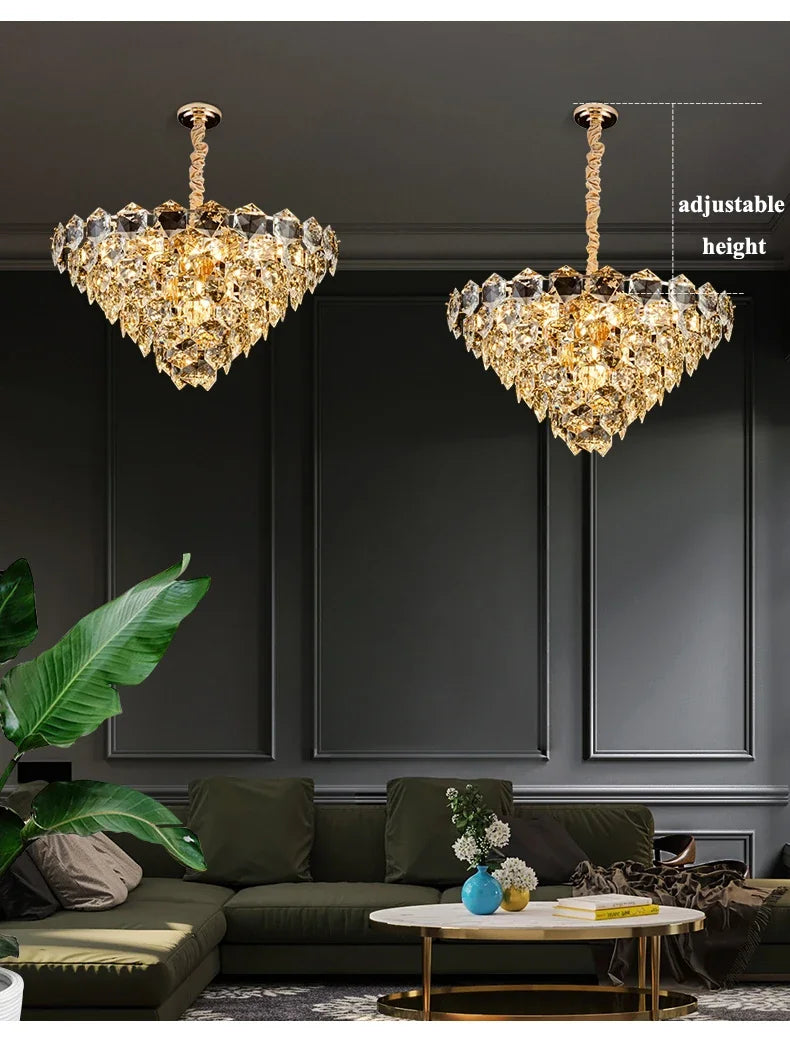 [Luminaire] Vintage Crystal LED Chandelier Gold Luxury