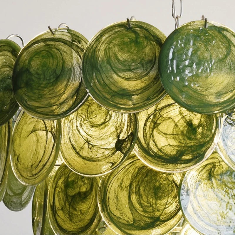 [Verde] French Vintage Green Glass Chandelier Murano