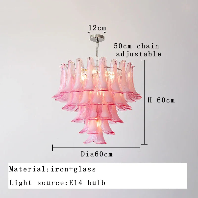 [Principessa] Pink Glass Villa Chandelier French Luxury