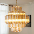 [Dorato] Vintage Gold Glass Chandelier French Round