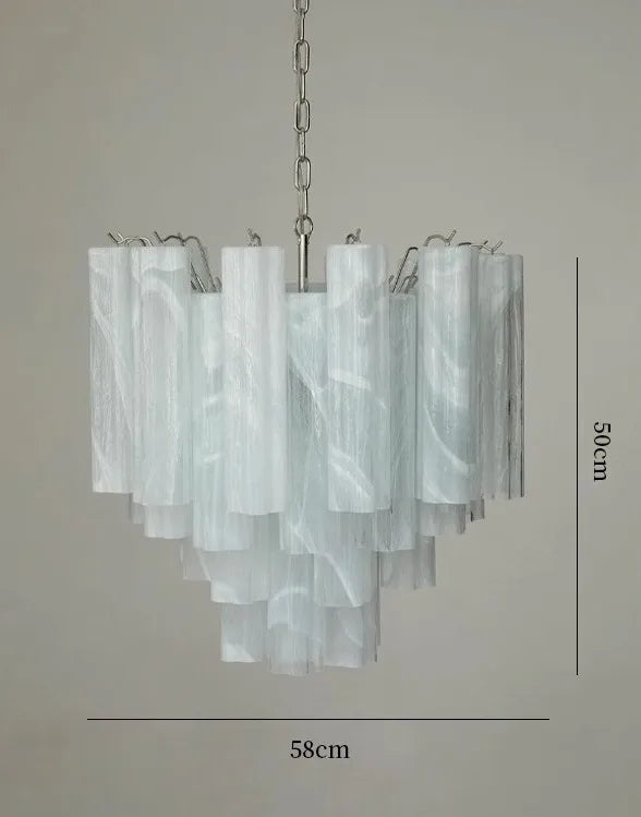 [Vetro Colorato] Art Deco Glass Tube Chandelier Stained