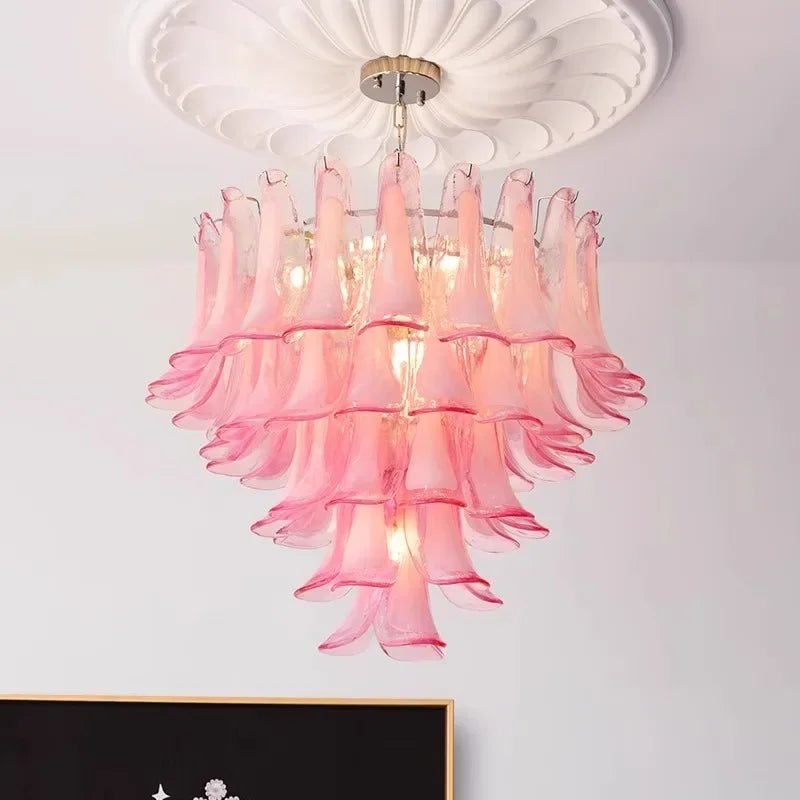 [Principessa] Pink Glass Villa Chandelier French Luxury