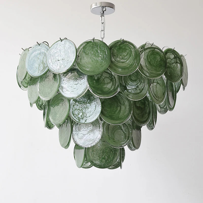 [Verde] French Vintage Green Glass Chandelier Murano
