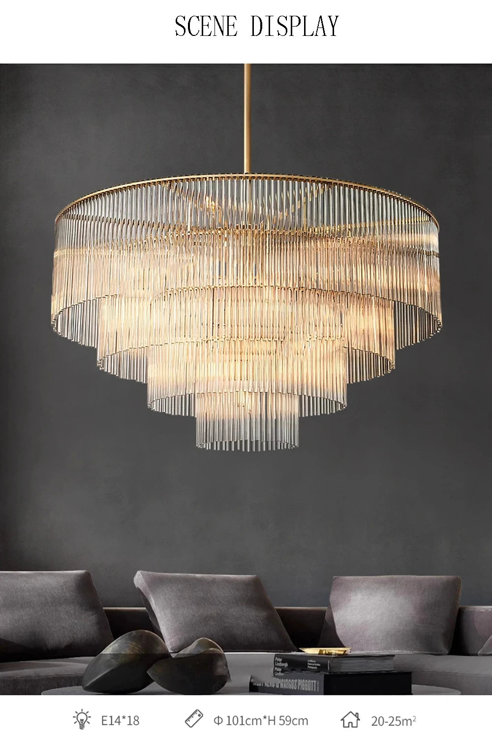 [Nordica] Nordic Luxury Glass Chandelier Gold Bar