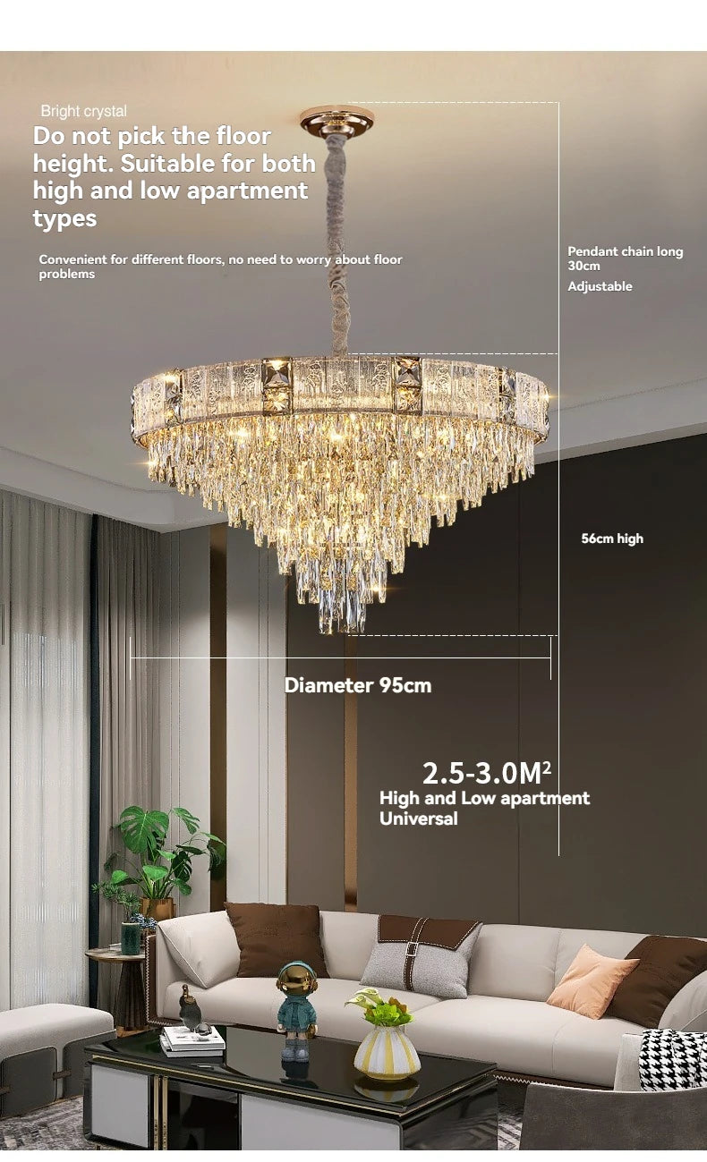 [Opulenza] Gold Crystal Chandelier Luxury