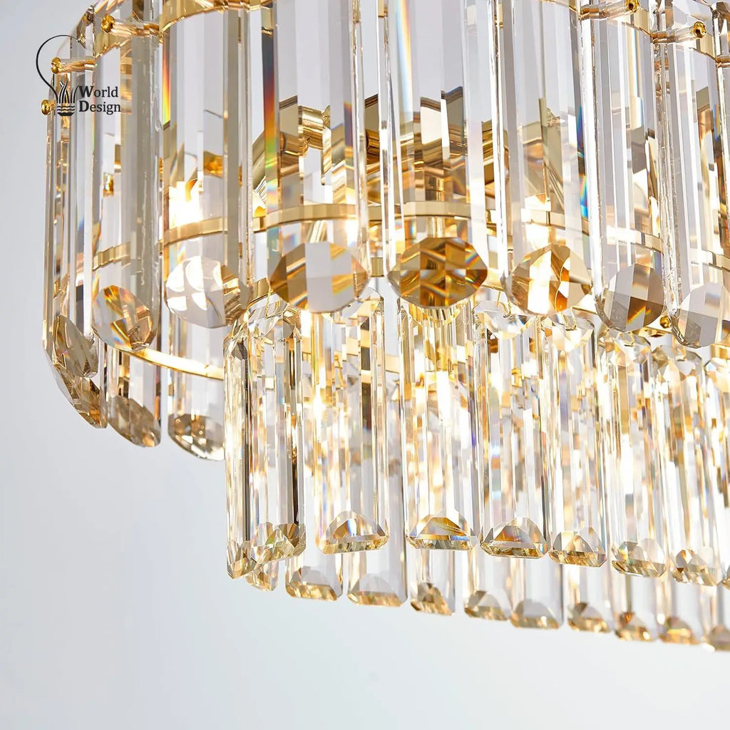 [Rettangolo] Gold Crystal Chandelier Rectangle Luxury