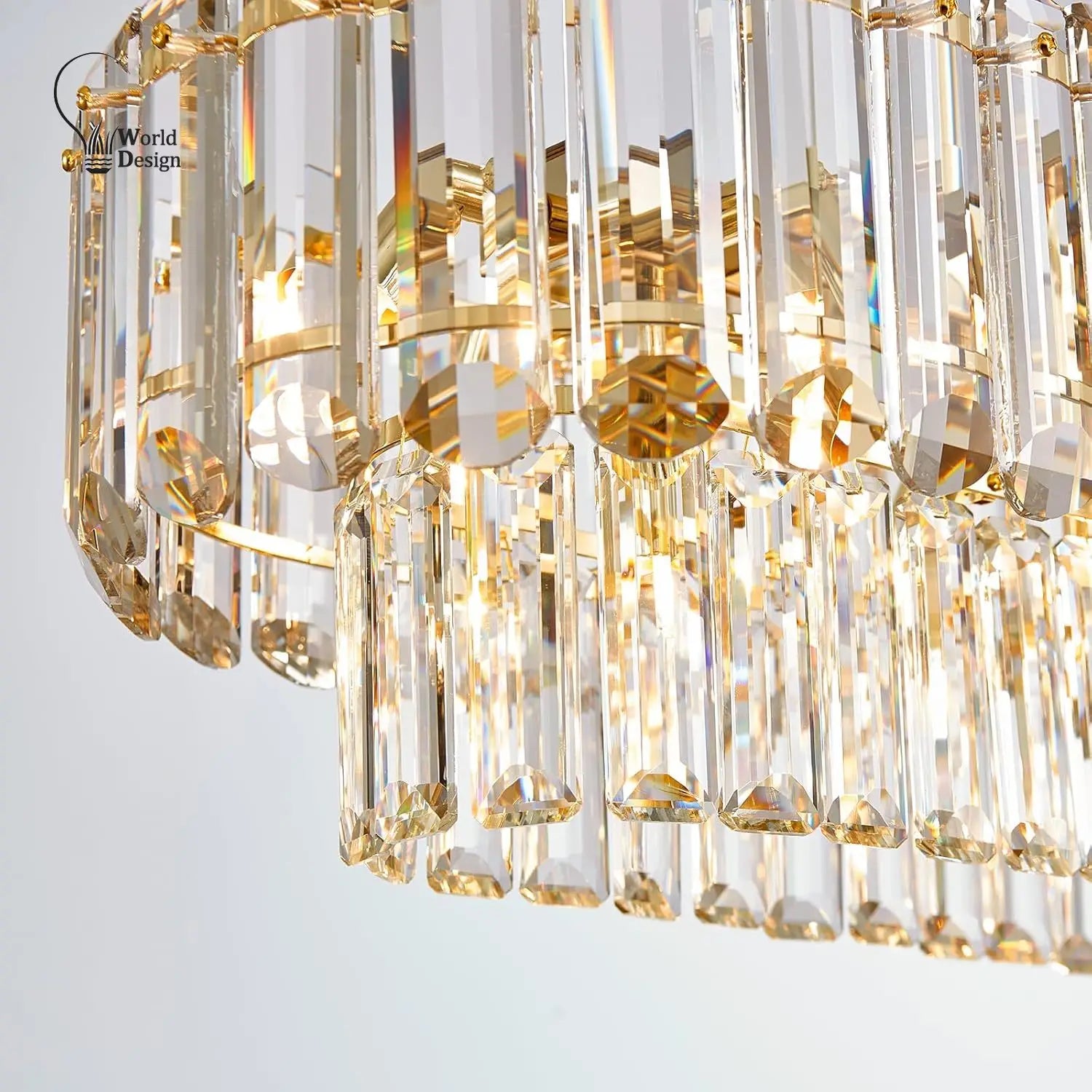 [Rettangolo] Gold Crystal Chandelier Rectangle Luxury
