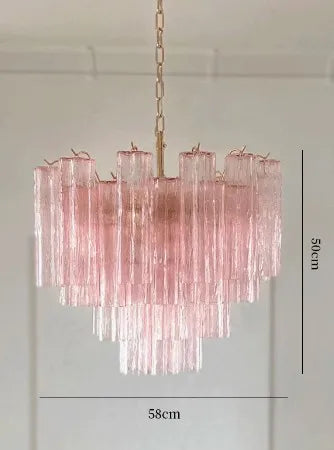 [Vetro Colorato] Art Deco Glass Tube Chandelier Stained