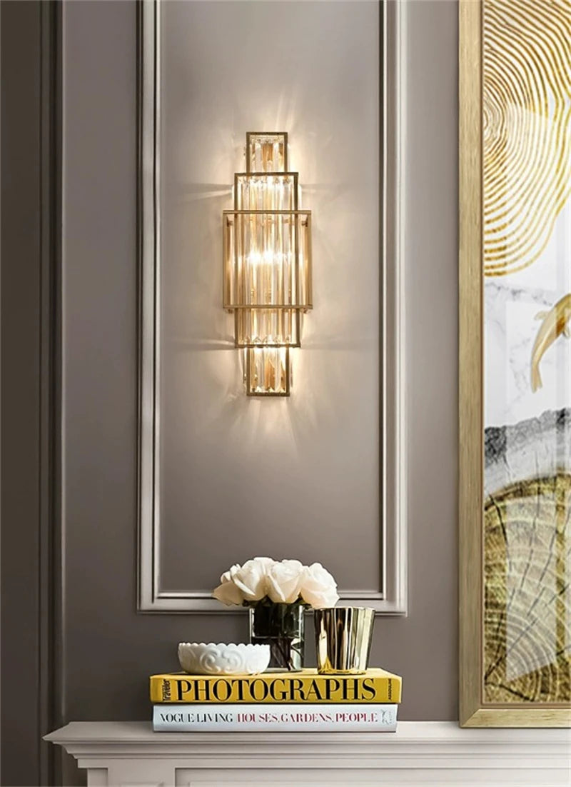 [Geometria] Geometric Crystal Wall Lamp Luxury Glass