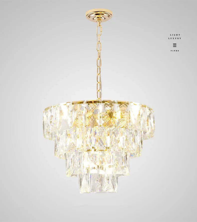 [Aurelia] Gold Crystal Chandelier Modern Lustre