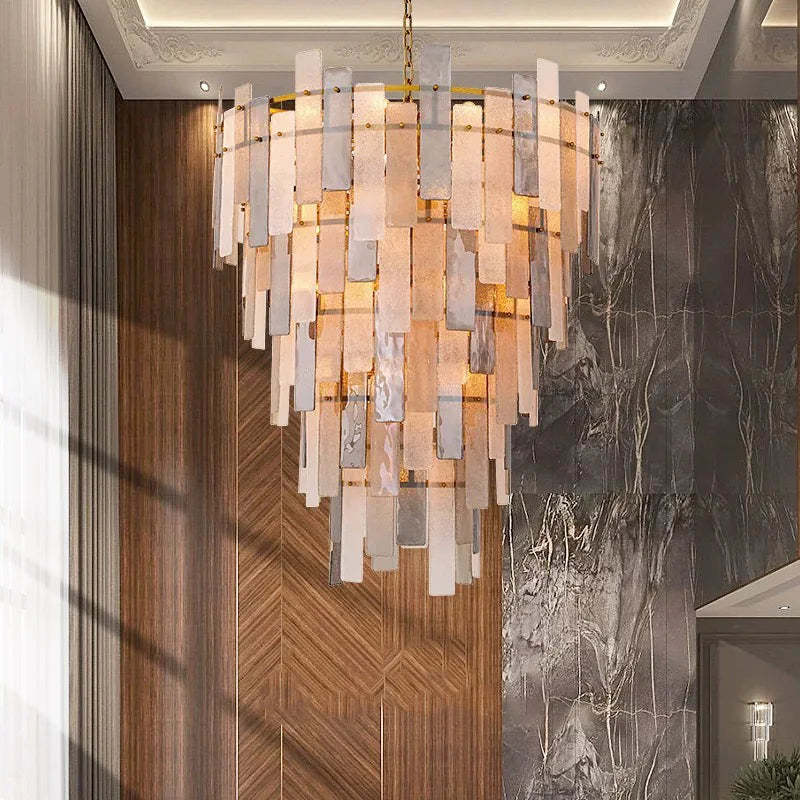 [Americana] Glass Chandelier Stainless Steel Chrome
