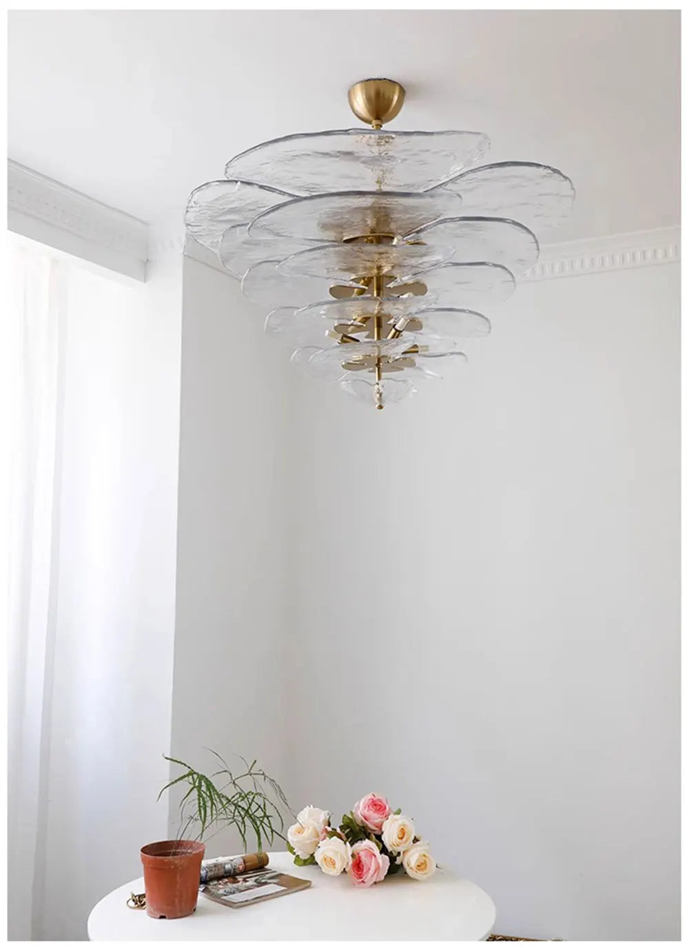 [Deco] Art Deco Chandelier Glass Stainless Steel
