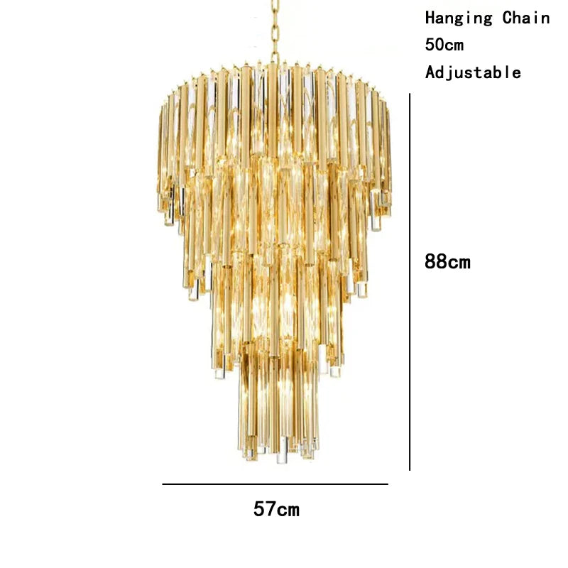 [Scala] Staircase Glass Chandelier Gold Luxury
