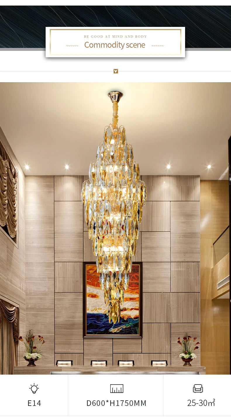 [Grandioso] European Duplex Crystal Chandelier Villa Luxury