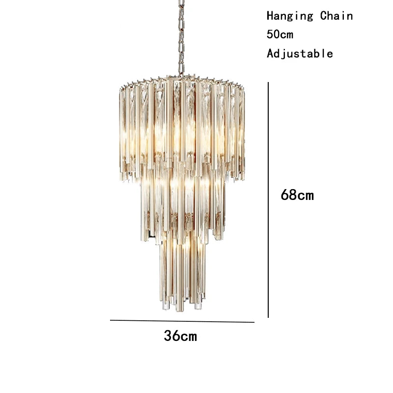 [Scala] Staircase Glass Chandelier Gold Luxury