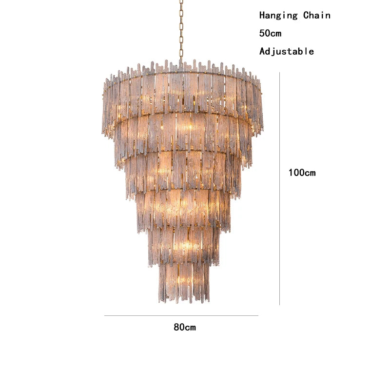 [Liberty] American Glass Chandelier Stainless Steel LED