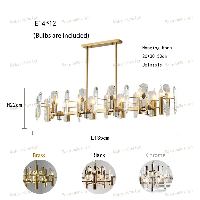 [Plafonnier] Crystal Ceiling Chandelier Brass Modern