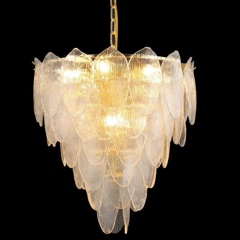 [Luminaria] Art Deco Pendant Gold Metal Glass