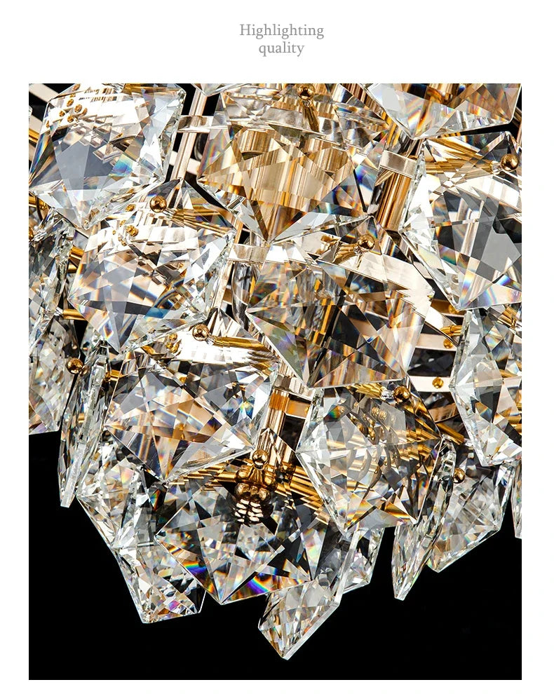 [Luminaire] Vintage Crystal LED Chandelier Gold Luxury